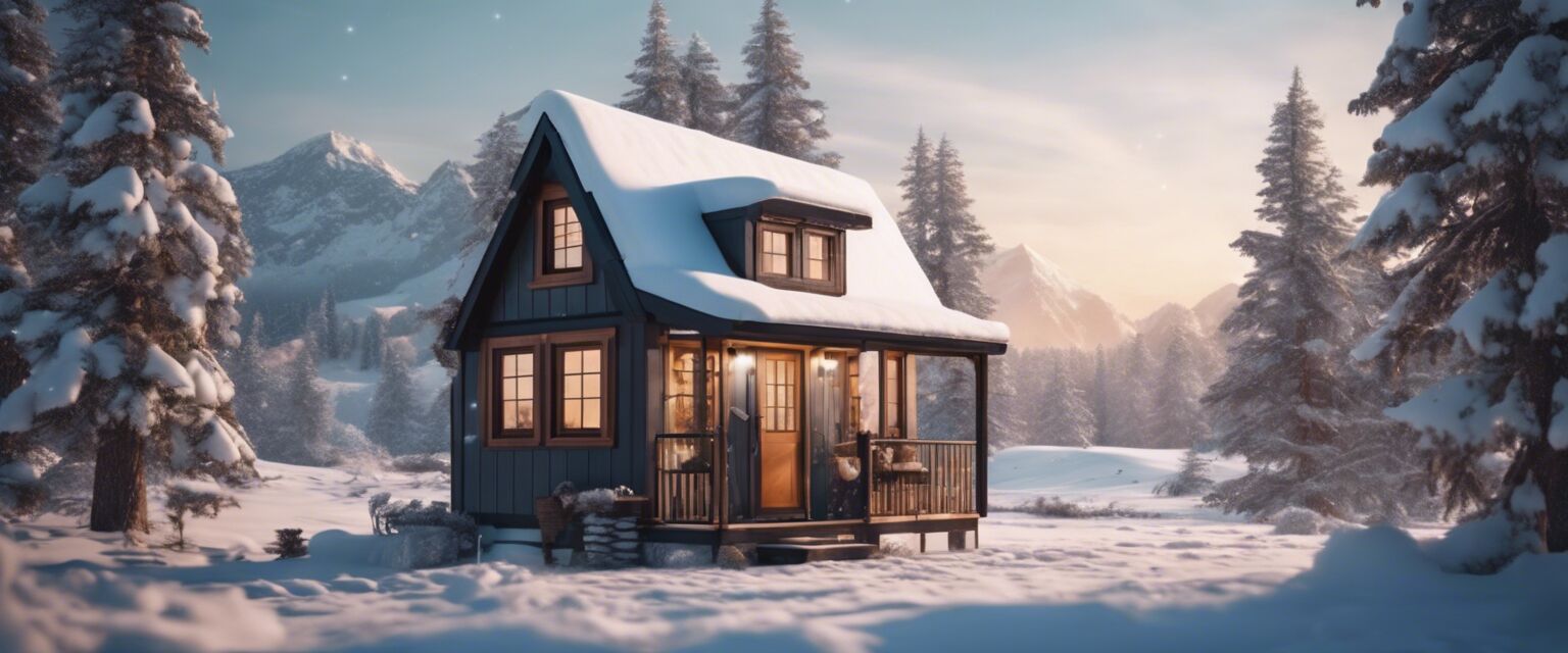 Tiny house in winter setting